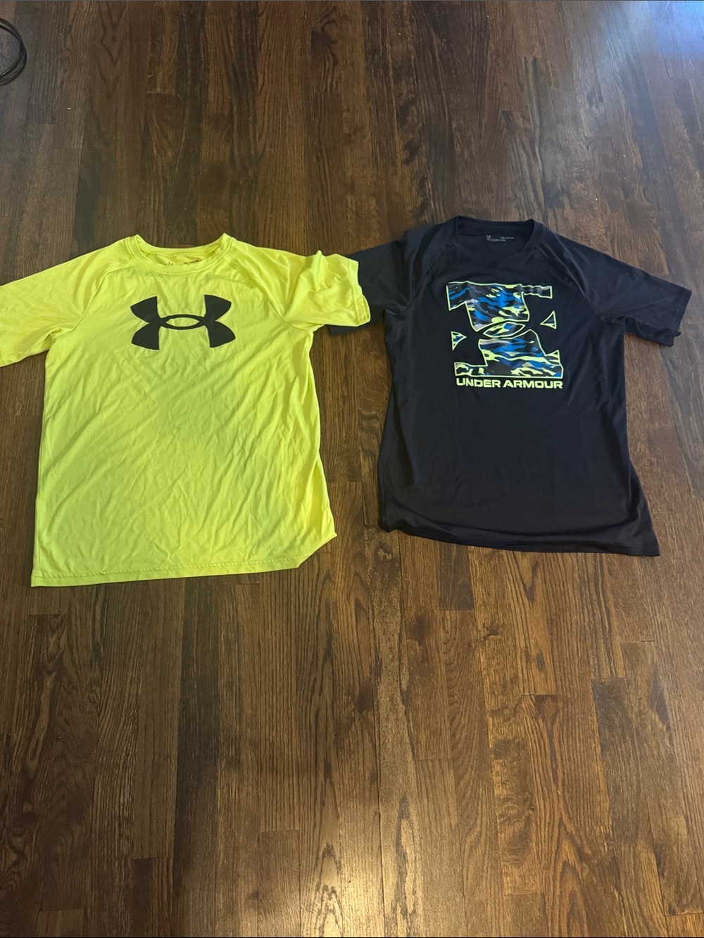 Under Armour Kids' Short Sleeve Tees - Neon Yellow & Black/Camo Logo